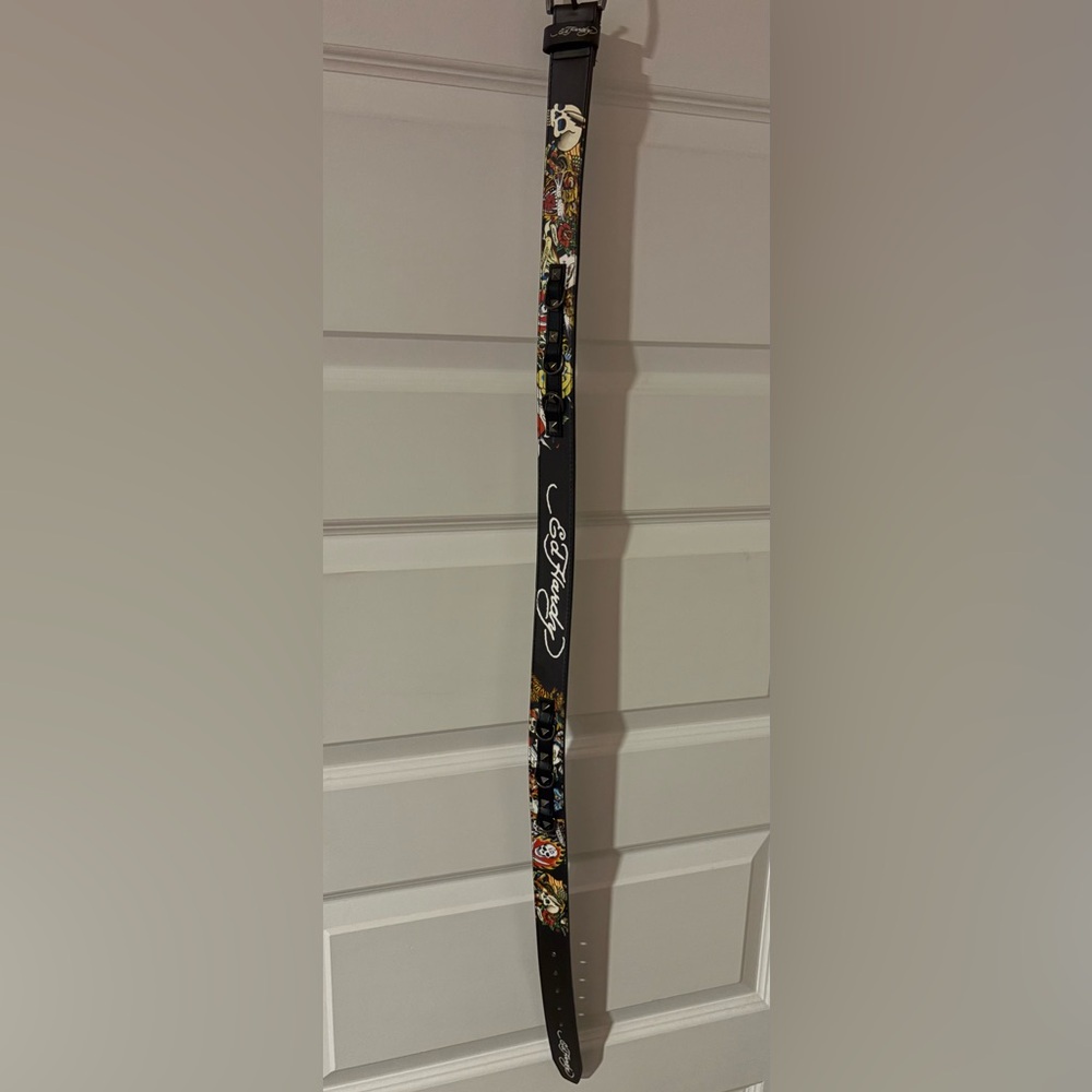 Ed Hardy Black Belt with Graphic Design